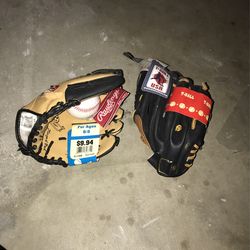 2 Unused Vintage Baseball And Tball Gloves Youth