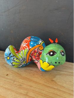 Mexican Talavera Caterpillar Decor, Pottery, Clay Pots.