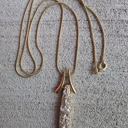 Rachel Zoe Crystal Chili Pepper Pendant Necklace Gold Tone Signed