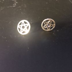 silver pentagram earings
