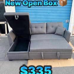 Dark Gray Sofa Bed Couch 🛋️ Pull Out Bed✅ Reversible L✅ Storage Space✅ New Open Box 📦 