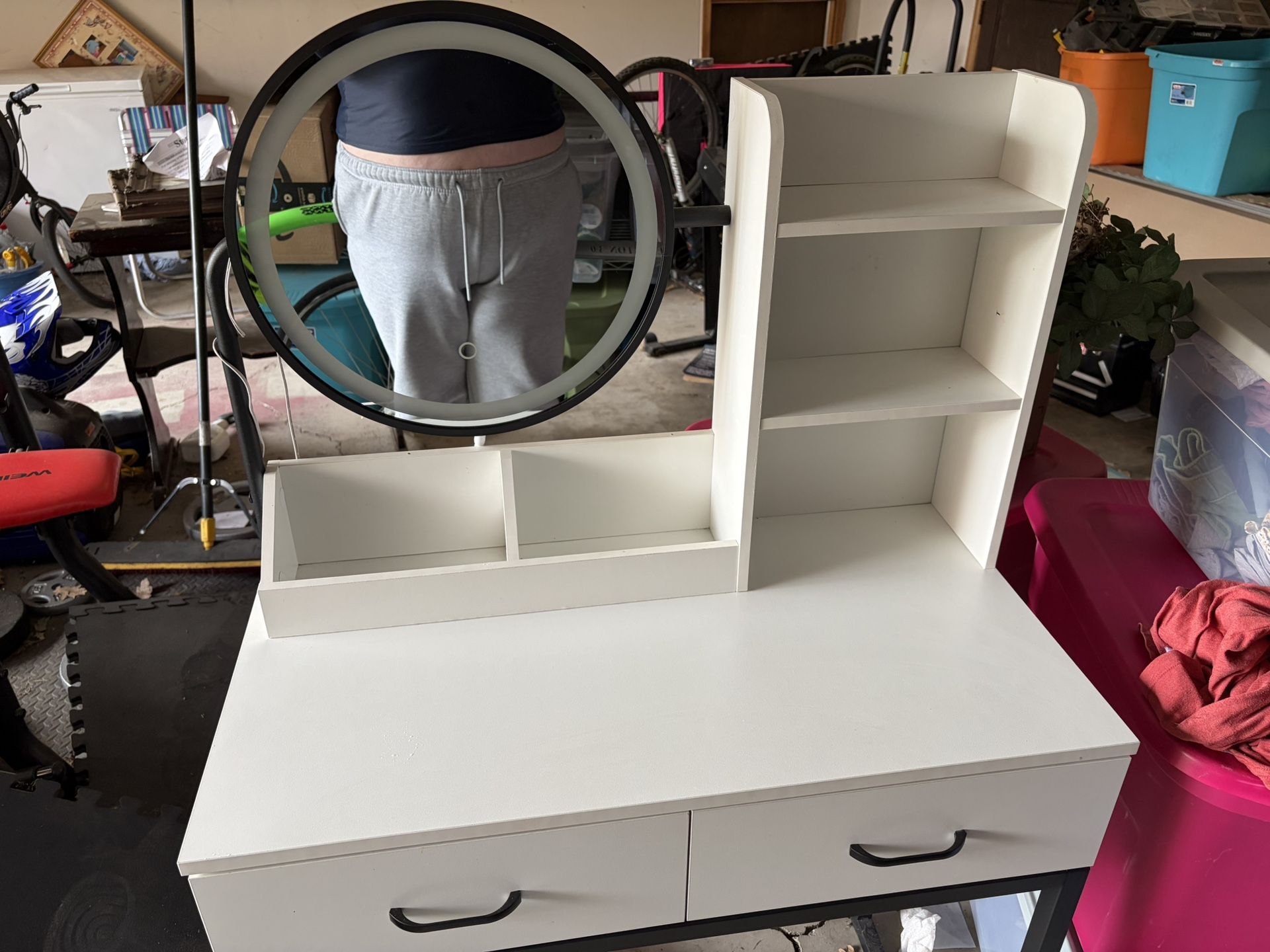 Slightly Used White And Black Vanity LED Light Mirror