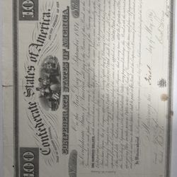 Rare CSA $100 Confederate Bond – Montgomery 1861 – First Capital Issue Civil War