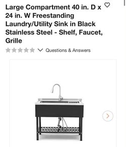 New Freestanding Laundry Utility Sink Black Stainless Steel