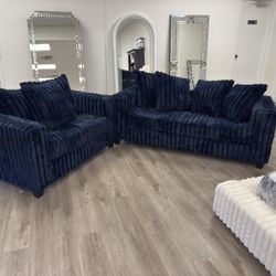 Navy Sofa & Loveseat Set - Same day Delivery 🚚