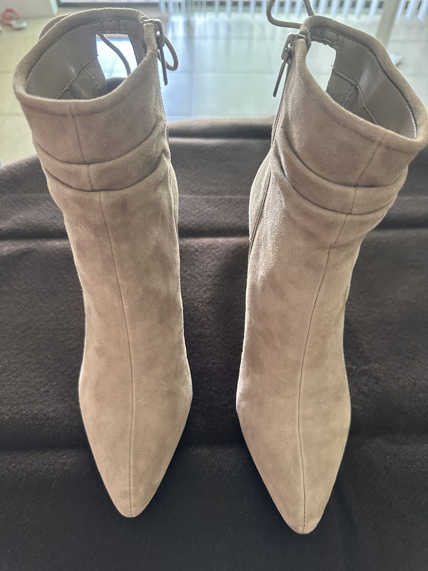 Vince Camuto Suede Block Heeled Ankle Boots - Style Salali - Chateau, 7.5