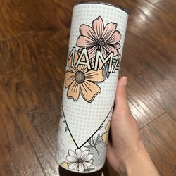 Custom 20oz Mothers Day Mama Floral Polka Dots Print Stainless Steel Tumbler