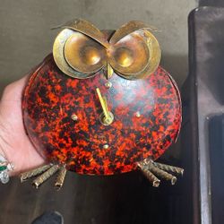 Vintage Hand Crafted Metal Owl Clock