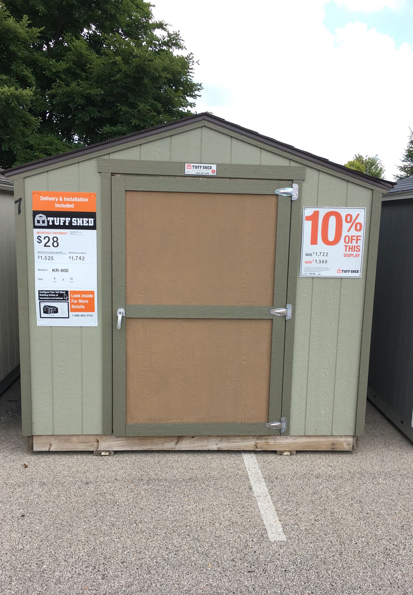 Tuff Shed KR-600 8x10 Was $1,722 Now $1,568