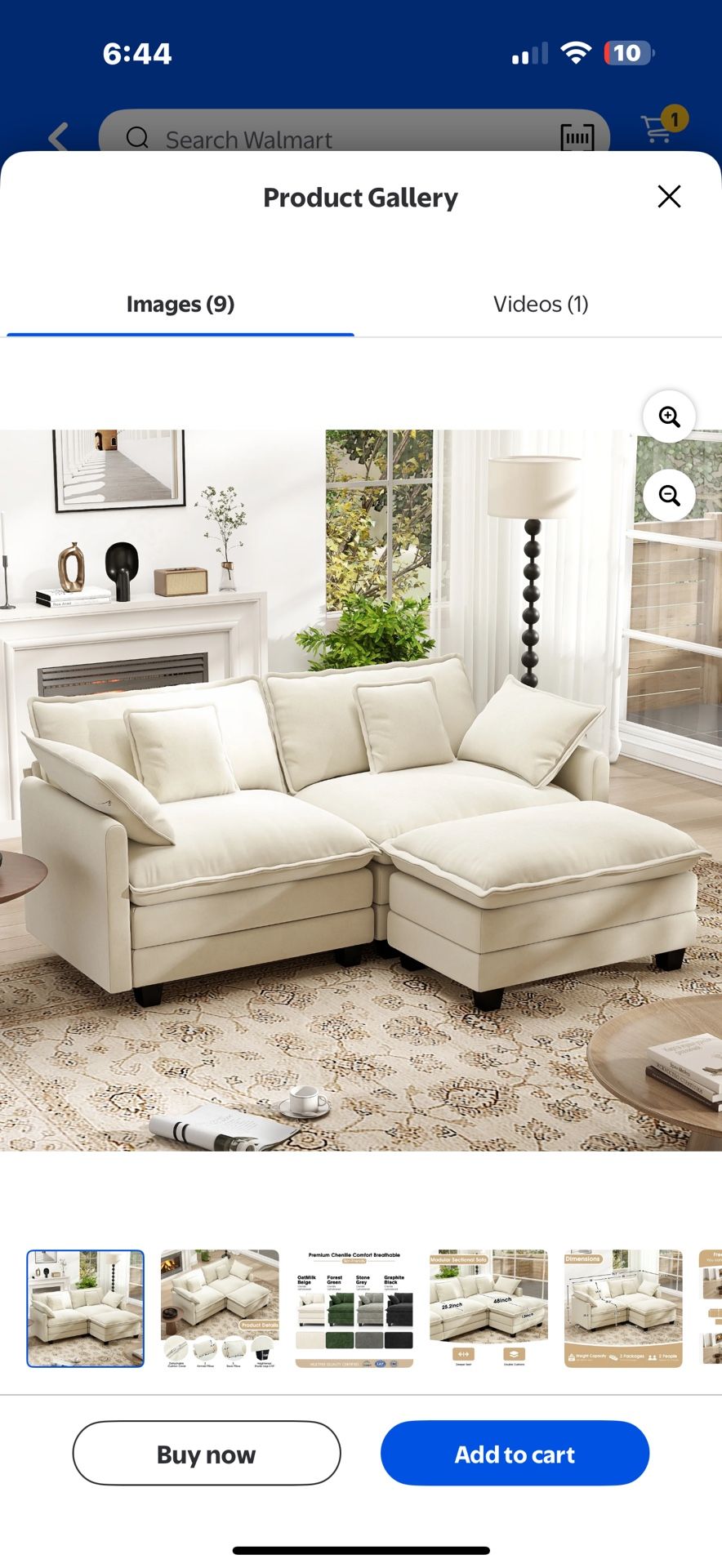 New in box 76.7'' Loveseat Sofa with Ottoman for Living Room, Modern Chenille Comfy L Shaped Couch, 2-Seat, Beige, 3HK3400wh-a1+b1