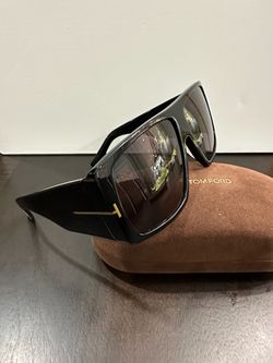 Tom Ford Black Oversized Shield Sunglasses