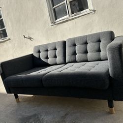 Mid Century Modern Tufted Gray loveseat 