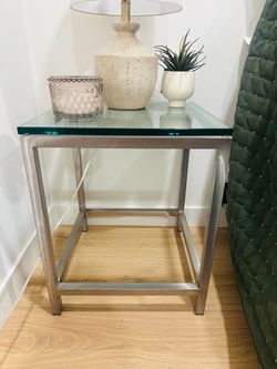 Set of 2 Heavy-Duty Metal & Glass Side Tables