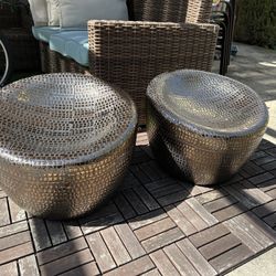 Two Pier One Ceramic Decorative Gold Stools