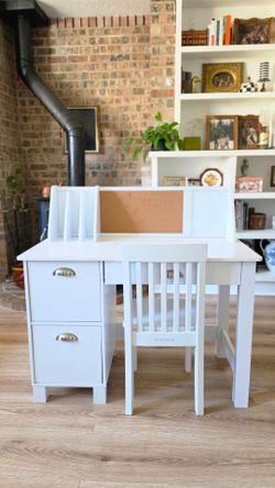 New KidKraft Wooden Kids Study Desk with Hutch & Chair Set - White