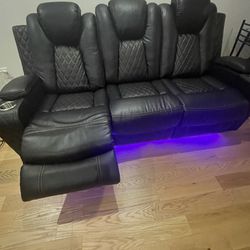 Leather recliner and sofa set