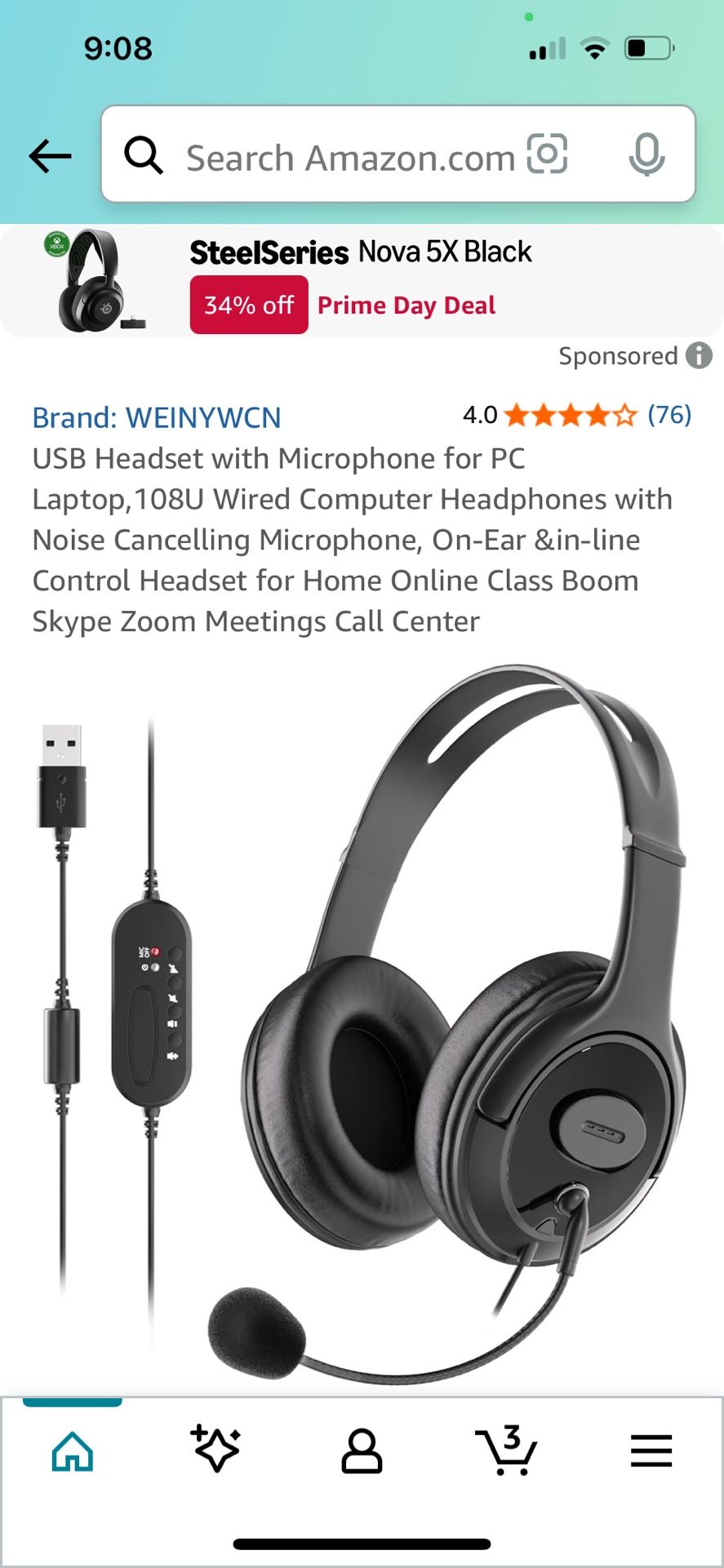 USB Headset w/microphone