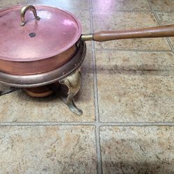 Hand Wrought Hammered Copper Fondue Chafing Dish From Meersburg West Germany 