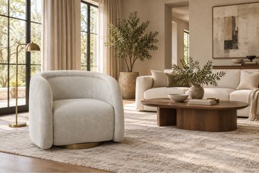 Gray Upholstered Barrel Accent Chair