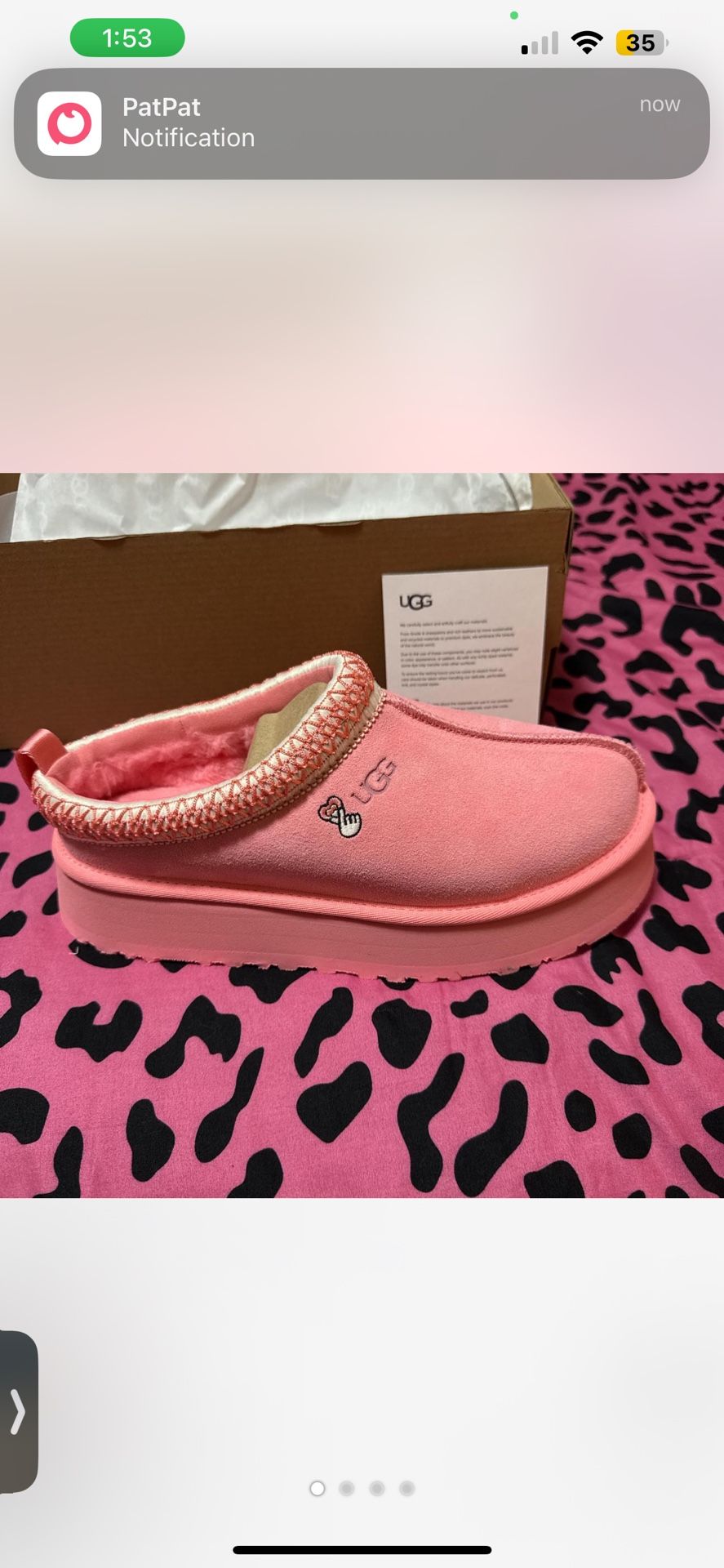 Size 8 , Pink Valentine’s day Uggs .