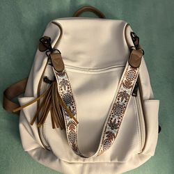 White Leather Backpack 