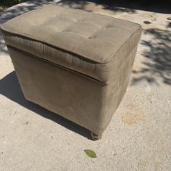 Beige Suede Rolling Ottoman Bench 18x12x18