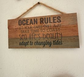 Ocean Rules Rope Wall Sign