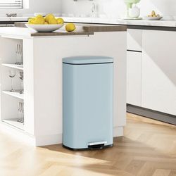 8-Gallon Step-Open Trash Can, Baby Blue