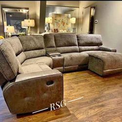 6 Piece Reclining Sectional With Chaise 🌟No Needed Credit Check 💛 $39 Down Payment with Financing
