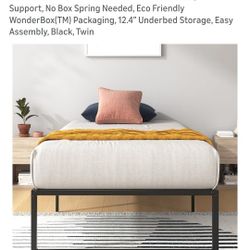 Zinus Lorelei 14 Inch Black Twin Metal Platform Bed Frame