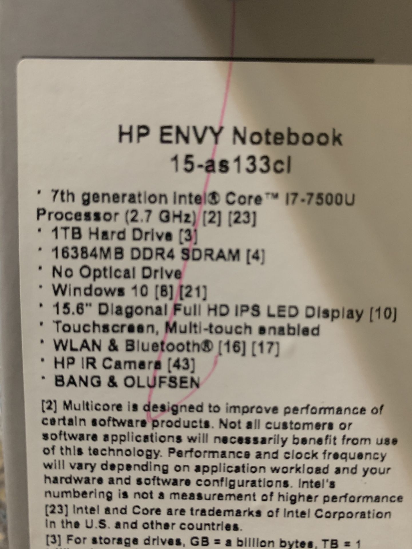 HP ENVY NOTEBOOK 15-as133cl 7th generation I7 touchscreens I Bought From Costco It’s In New Condition I’m Mac User Used Barley