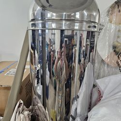 LIKE BRAND NEW STAINLESS STEEI  VINTAGE GARBAGE CAN WITH PUSH LID