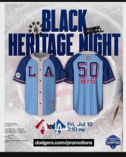 2026 Los Angeles Dodgers Mookie Betts XL Black Heritage Night Jersey