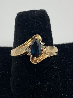 Gold blue stone ring #13885