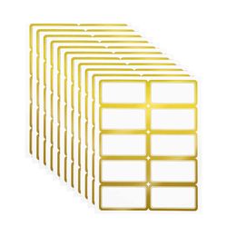 20 Sheets 200 Pieces Shipping Labels Matte White with Metallic Gold Border, 2x4”