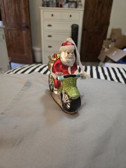 New. Pottery Barn Kids. Ornament. Santa Deluvering Gifts On A Motorcycle. 