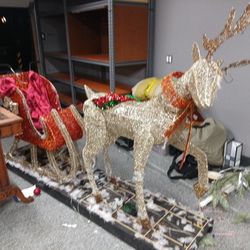 Lifesize Reindeer And sled With Stand 