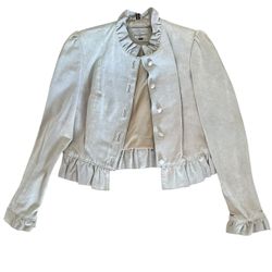 Vintage RANCHWEAR Genuine Suede Leather Women's Ruffled Waist Jacket Size 10