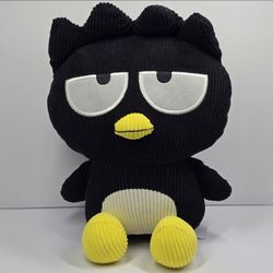 Sanrio Badtz Maru Penguin Plush 14" Stuffed Animal Sitting Hello Kitty Corduroy
