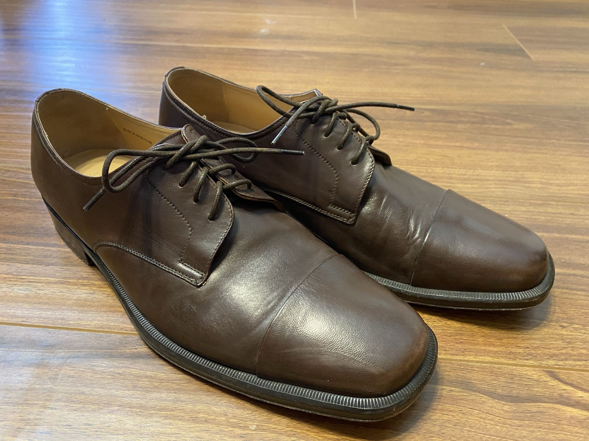 Bruno Magli Branson M00032 Dress Shoes Mens Cap-Toe Brown Leather Size US 10.5