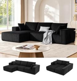 Luxurious Corduroy 108 Inch L Shaped Sofa Memory Foam Sink into cloud-like comfort with a 108-inch modular corduroy L-shaped sofa that tr