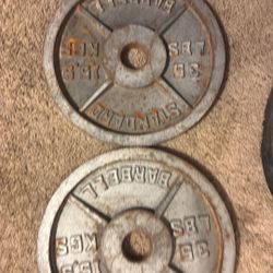 35 Pound Pair Olympic Weight Plates 2” 
