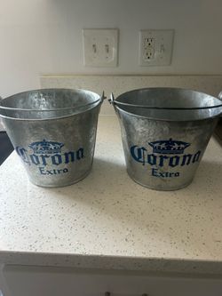Corona Extra Galvanized Metal Ice Bucket Set of 2 — Perfect for Parties & Tailgates!
