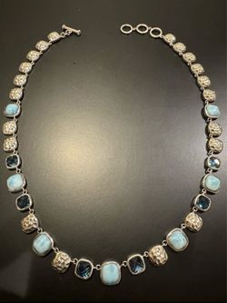 Marahlago Larimar Blue Spinel Statement Necklace 18”