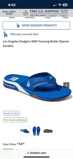 Los Angeles Dodgers REEF Fanning Bottle Opener Sandals