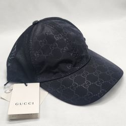 Black Gucci Monogram GG Hat Nylon Calfskin Hat Medium