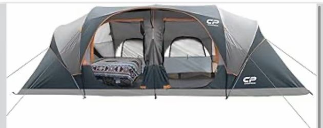 Tent 12-Person-Camping-Tents,3 Room Family Tents,Waterproof Windproof Family Tent with Top Rainfly,6 Large Mesh Windows,Double Layer,Easy Set Up, Port