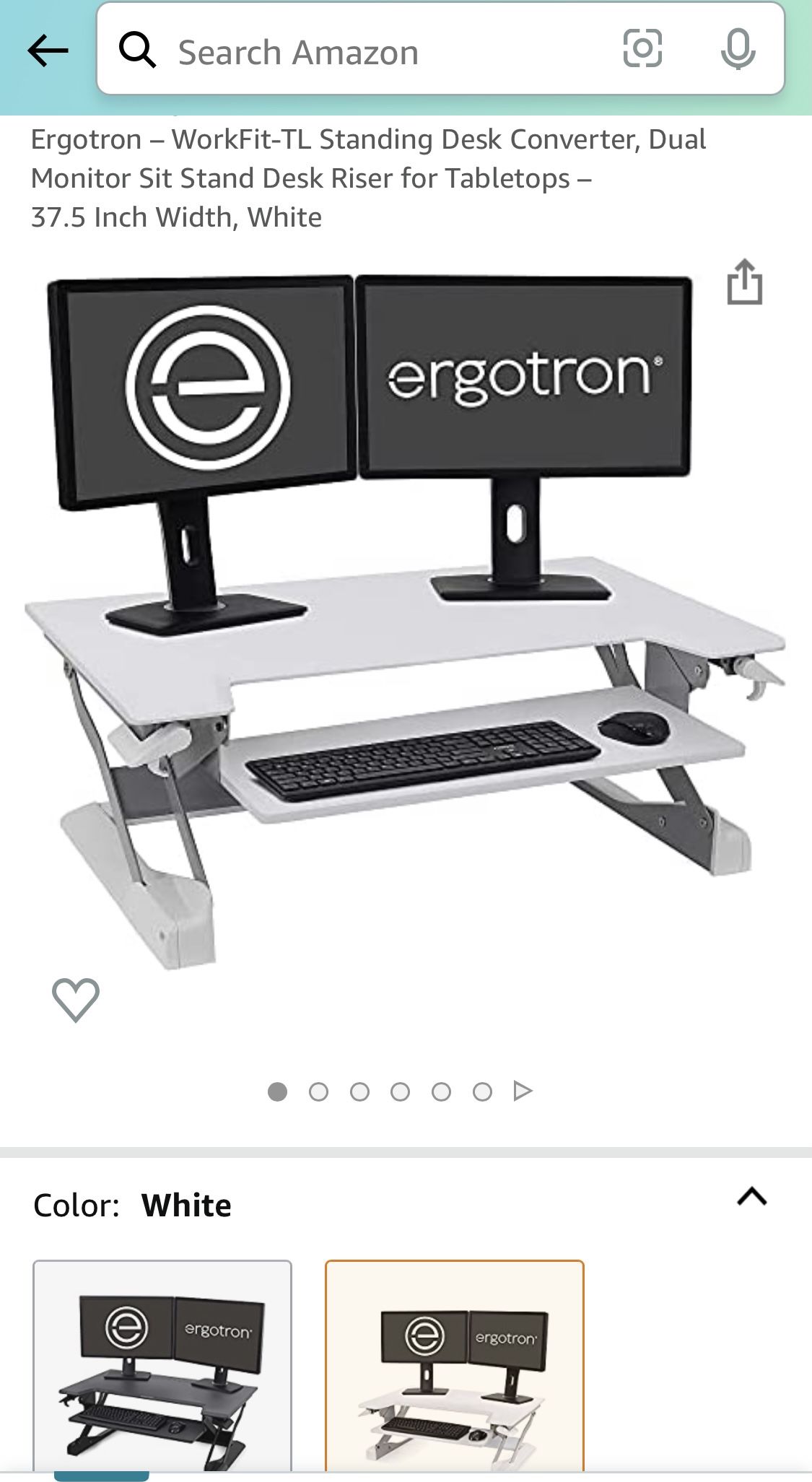 Ergotron Standing desk converter, Dual Monitor 37.5 inch wide