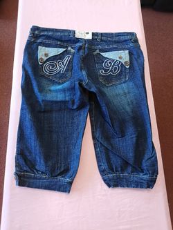 Vintage Apple Bottoms Jeans Womens 17/18 Stretch Capri Low Rise Dark Wash Womens