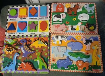 4 Melissa and Doug wood puzzles